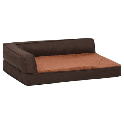 Vidaxl Colchón De Cama De Perro Ergonómico Aspecto Lino Marrón 60x42cm_0