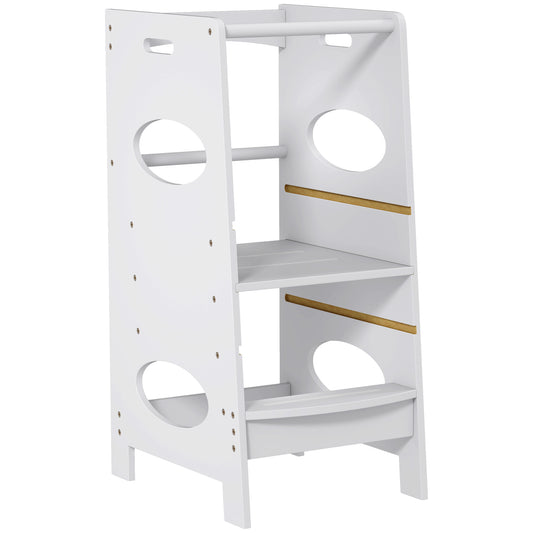 Homcom Torre De Aprendizaje De Madera Para Niños Con Altura Ajustable 40x50x90cm_0