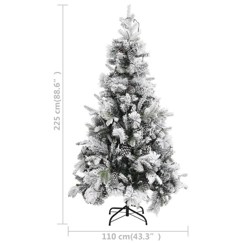 Vidaxl Árbol De Navidad Con Nieve, Luces Led Y Piñas Pvc Y Pe 225 Cm_2