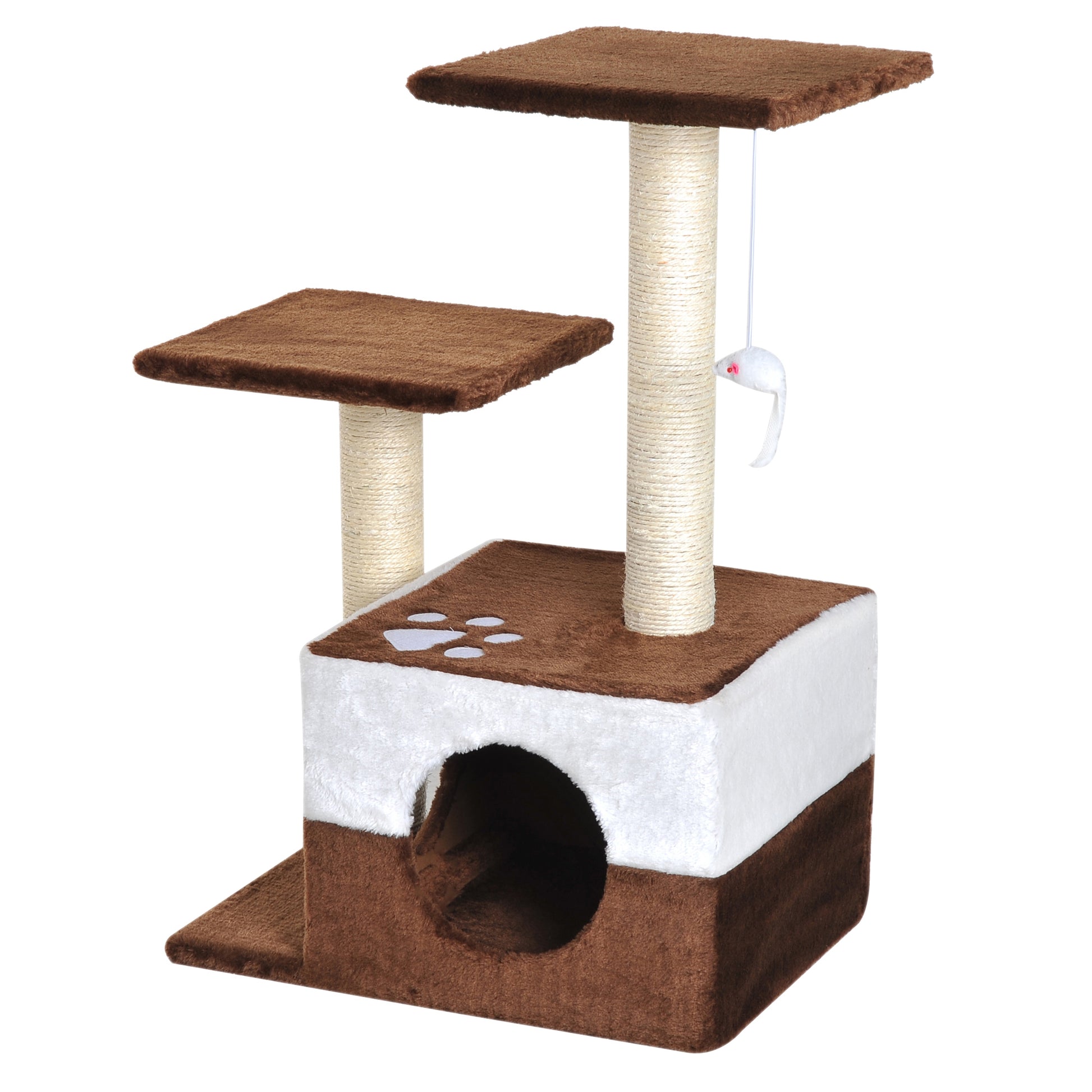 Pawhut Rascador Para Gatos 70cm Árbol Rascador Grande Centro Actividad Sisal_0