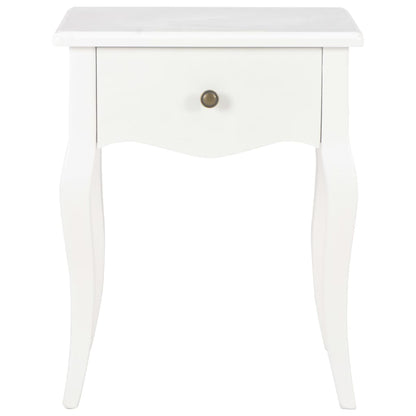 Mesita De Noche De Madera Maciza De Pino Blanco 40x30x50 Cm_0