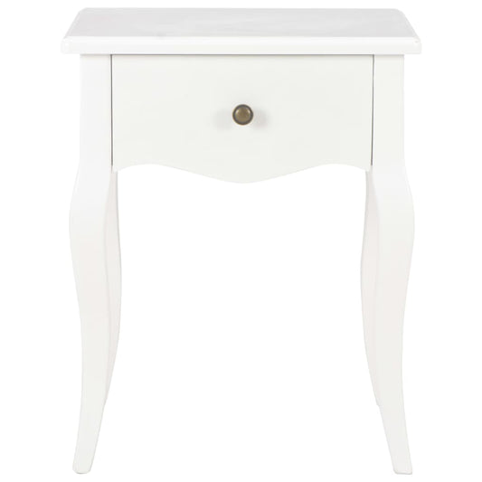Mesita De Noche De Madera Maciza De Pino Blanco 40x30x50 Cm_0