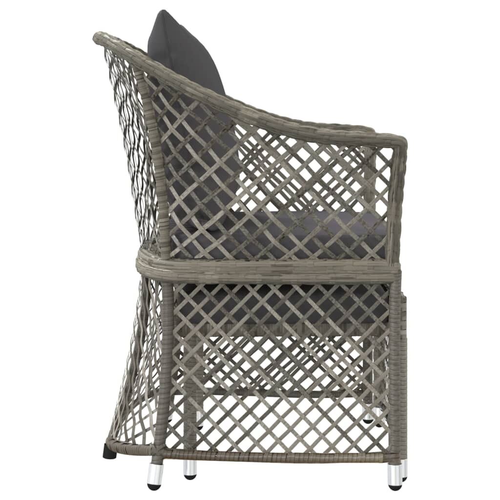 Vidaxl Set De Muebles De Jardín 2 Pzas Cojines Ratán Sintético Gris_4