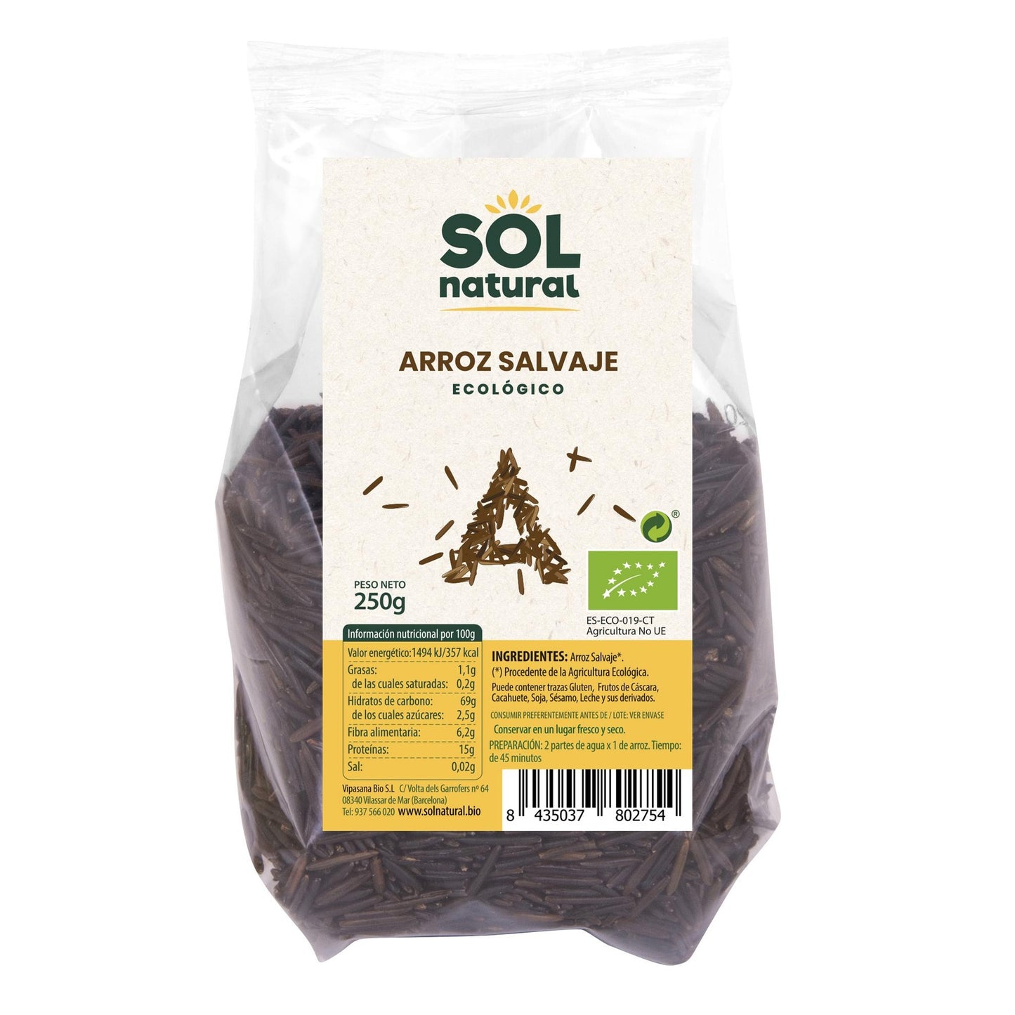 Arroz Selvagem Biológico Sol Natural 250 g