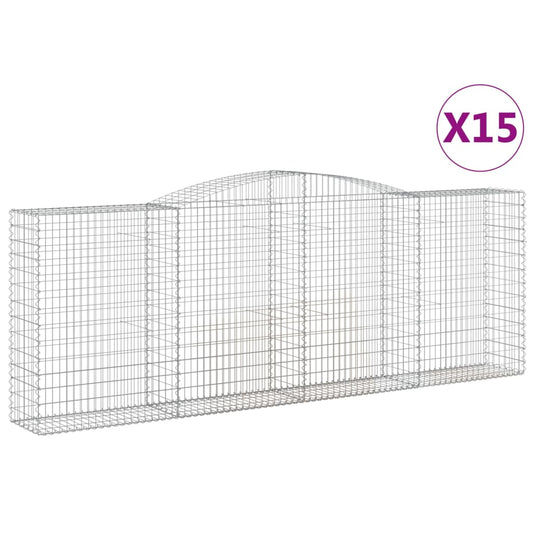 Cestas De Gaviones 15 Uds Forma De Arco Hierro 400x50x140/160cm_0