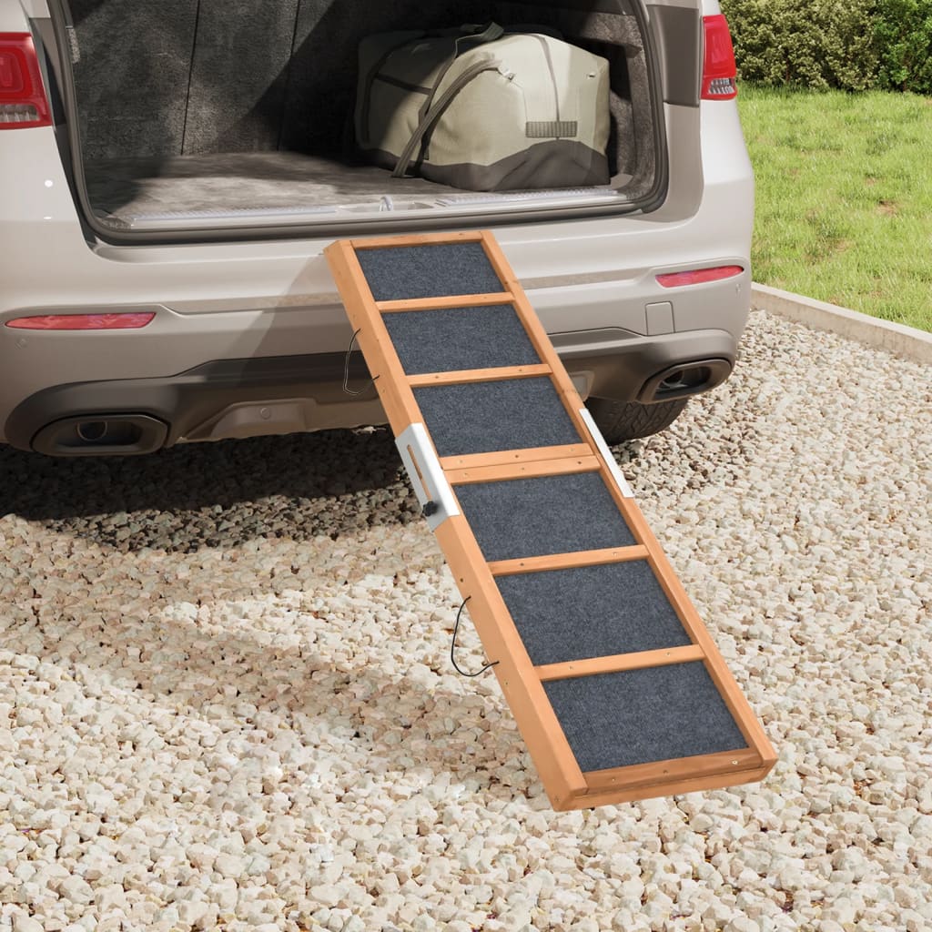 Rampa Para Perros Madera Maciza De Abeto Gris 120x30 Cm_2