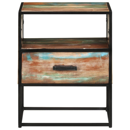 Mesita De Noche De Madera Maciza Reciclada 40x30x50 Cm_0