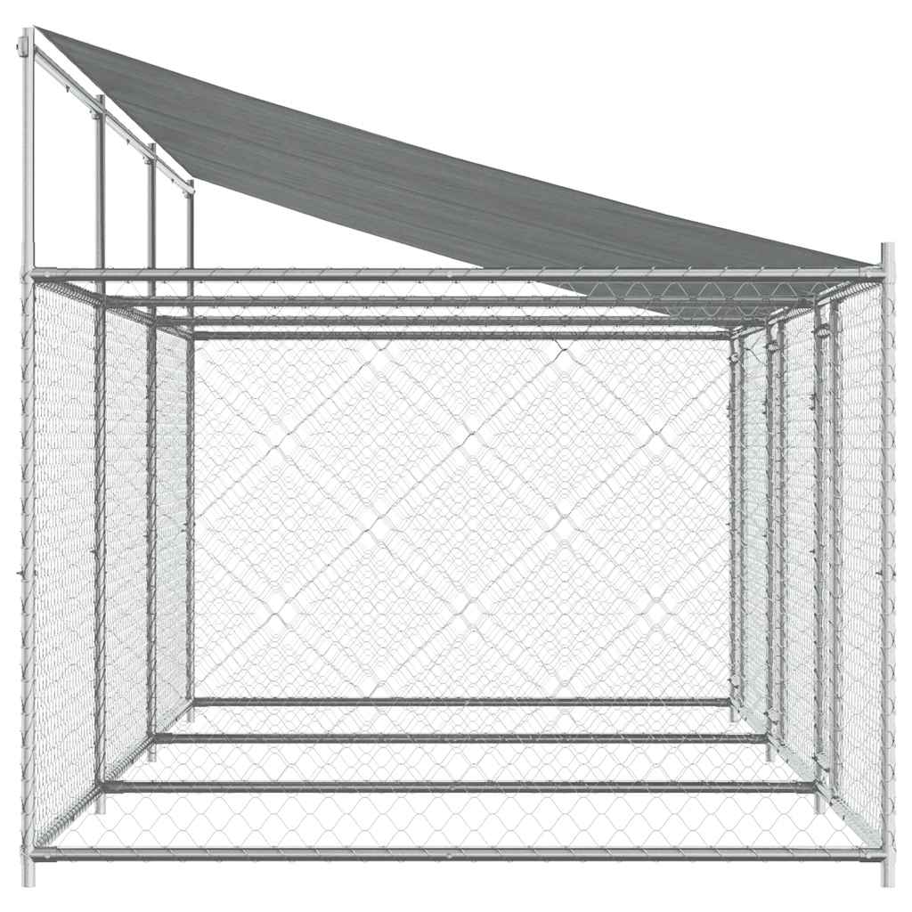Jaula De Perros Techo Y Puertas Acero Galvanizado Gris 6x2x2 M_4