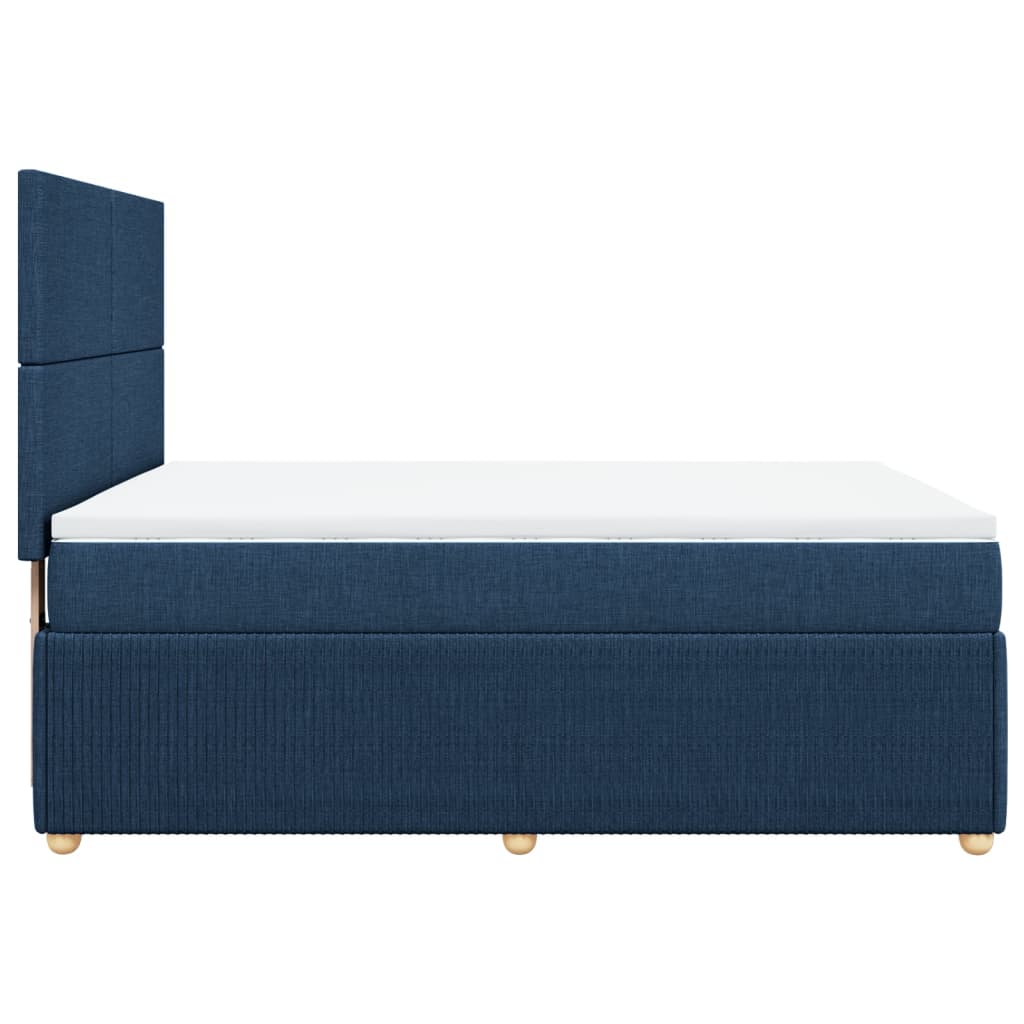 Cama Box Spring Con Colchón Tela Azul 160x200 Cm / Vetonek_2