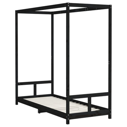 Estructura De Cama Para Niños Madera De Pino Negro 80x200 Cm / Vetonek_1