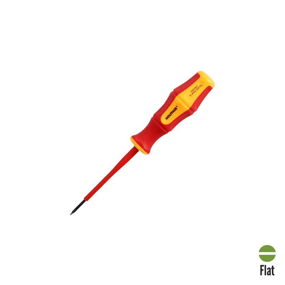 Destornillador Plano Aislado Certificado Vde 1.000 V. Medida 0,4 X Ø 2,5 X 75 Mm. Destornillador Seguridad Electricista