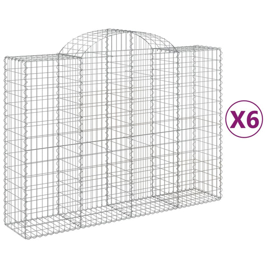 Cestas Gaviones 6 Uds Forma De Arco Hierro 200x50x140/160 Cm_0