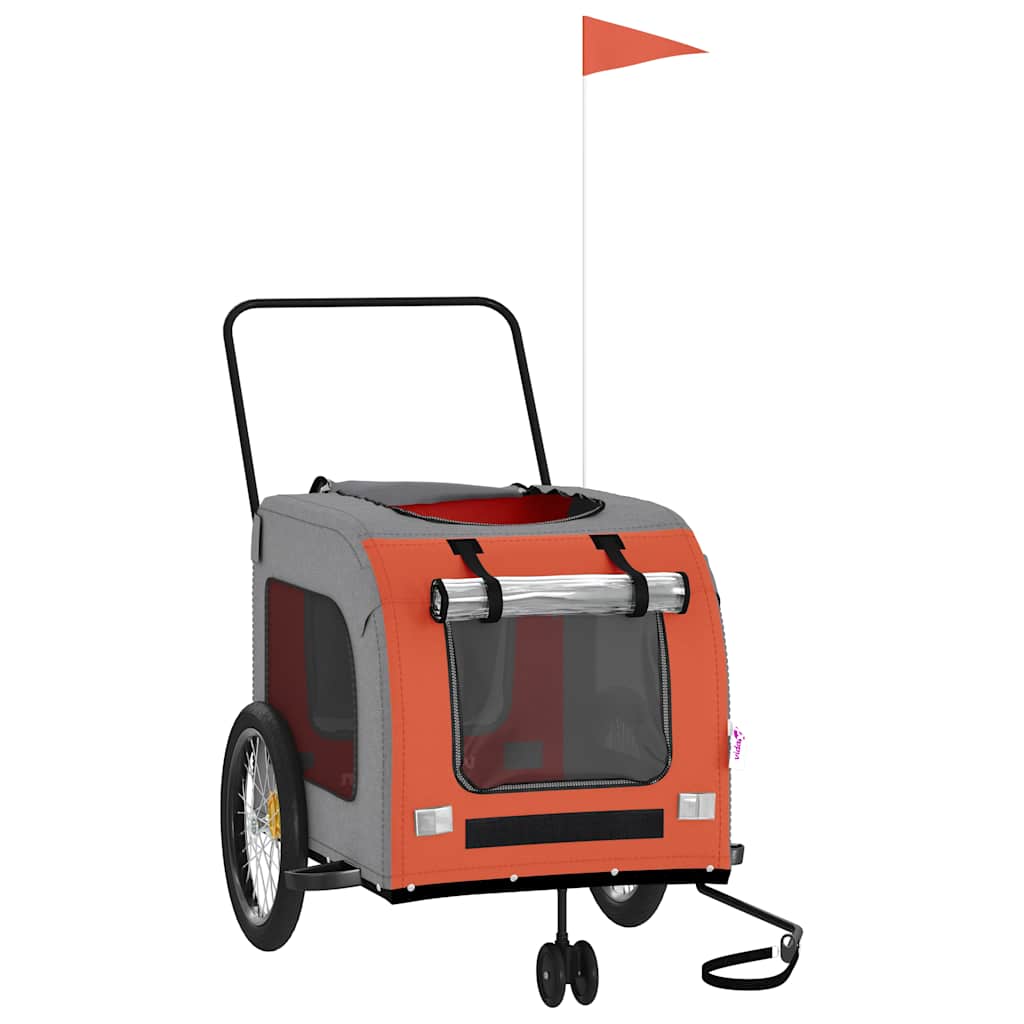 Remolque De Bicicleta Mascotas Hierro Tela Oxford Naranja Gris_2