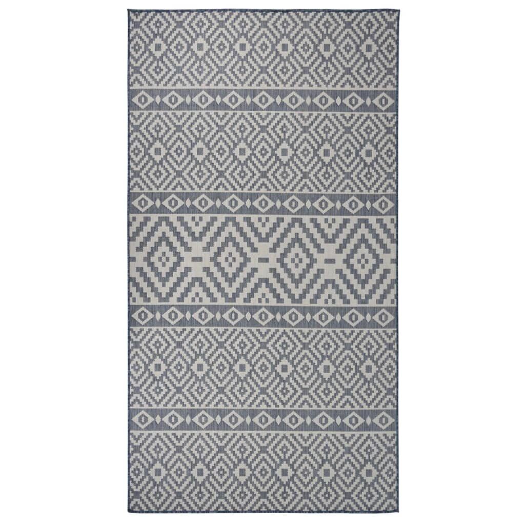Vidaxl Alfombra De Exterior De Tejido Plano Rayas Azules 80x150 Cm_0