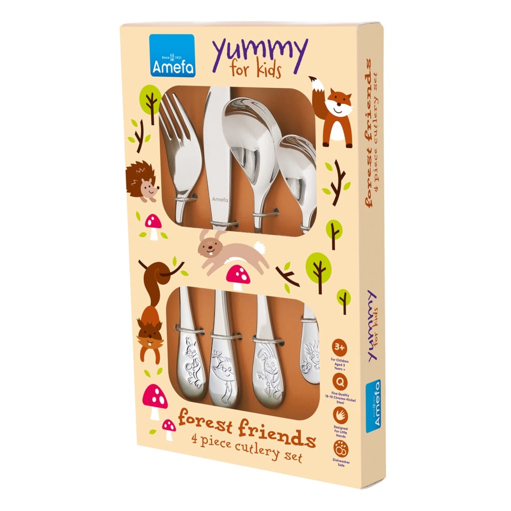 Amefa Cubertería Para Niños 4 Piezas Forest Friends Plateado Brillante_3