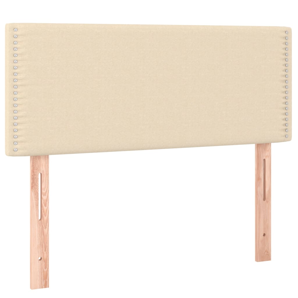 Cama Box Spring Con Colchón Y Led Tela Crema 90x190 Cm / Vetonek_1