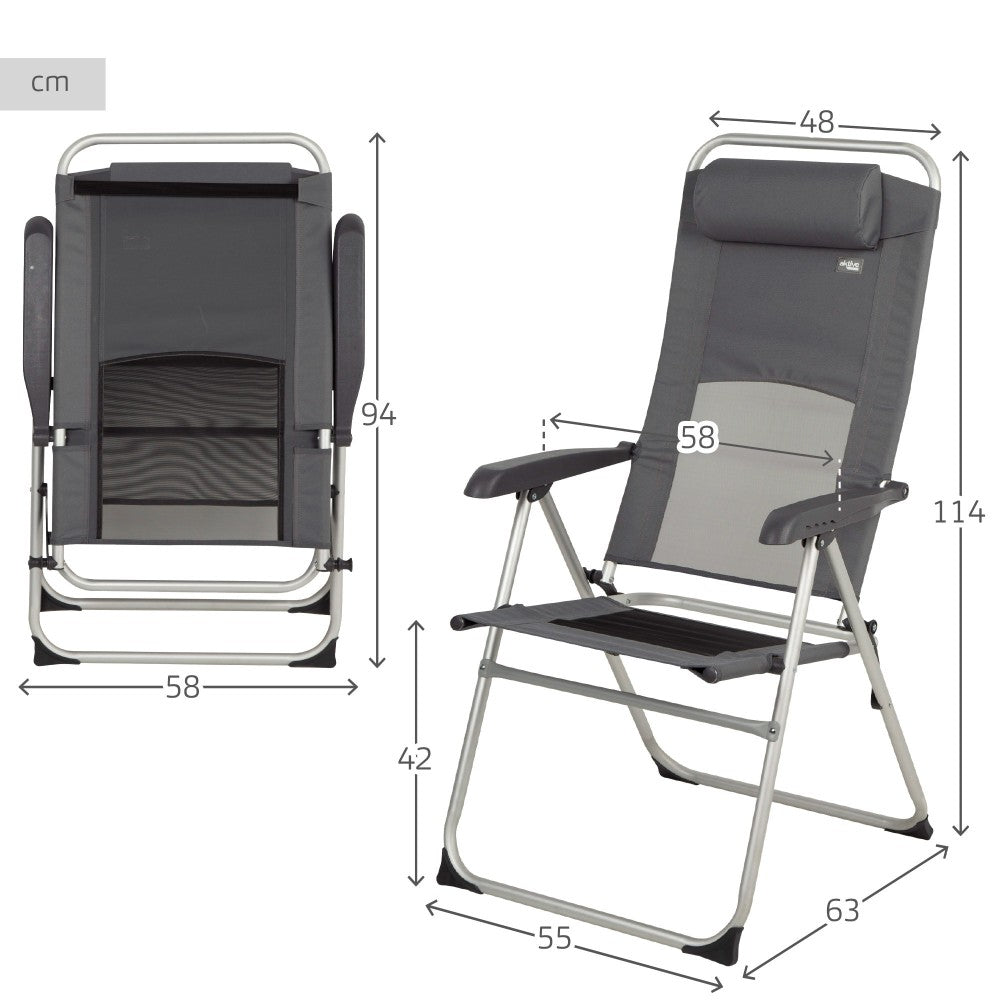 Aktive Silla Plegable Jardín Gris Reclinable 6 Posiciones_3