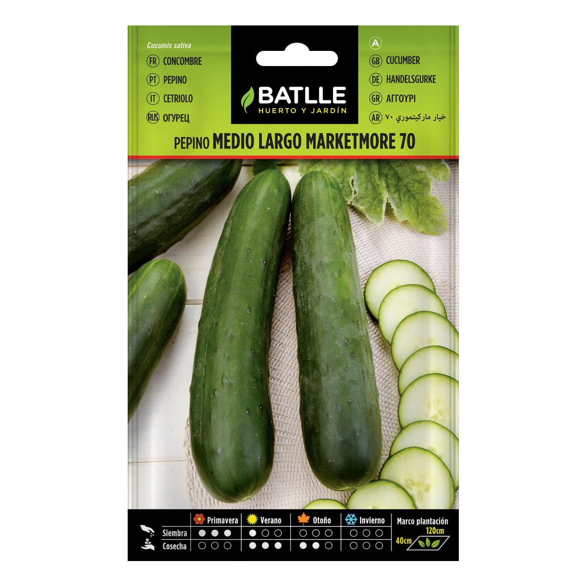Sementes de pepino Marketmore 70 1/2 de comprimento