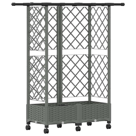 Cama Elevada Con Trellis Y Techo Gris Claro 124 X 40 X 127 Cm_0