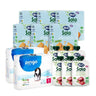 Pack de 6 saquetas BIO de iogurte, maçã e morango + 6 bolachas Hero Animal + fraldas T4 (7-18kg) Pingo 80 unidades