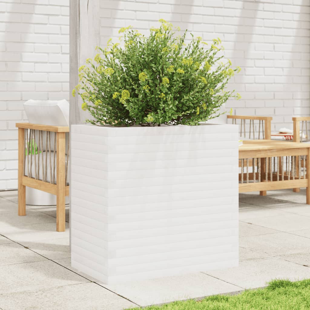 Jardinera Madera Maciza De Pino Blanco 70x40x68,5 Cm_2