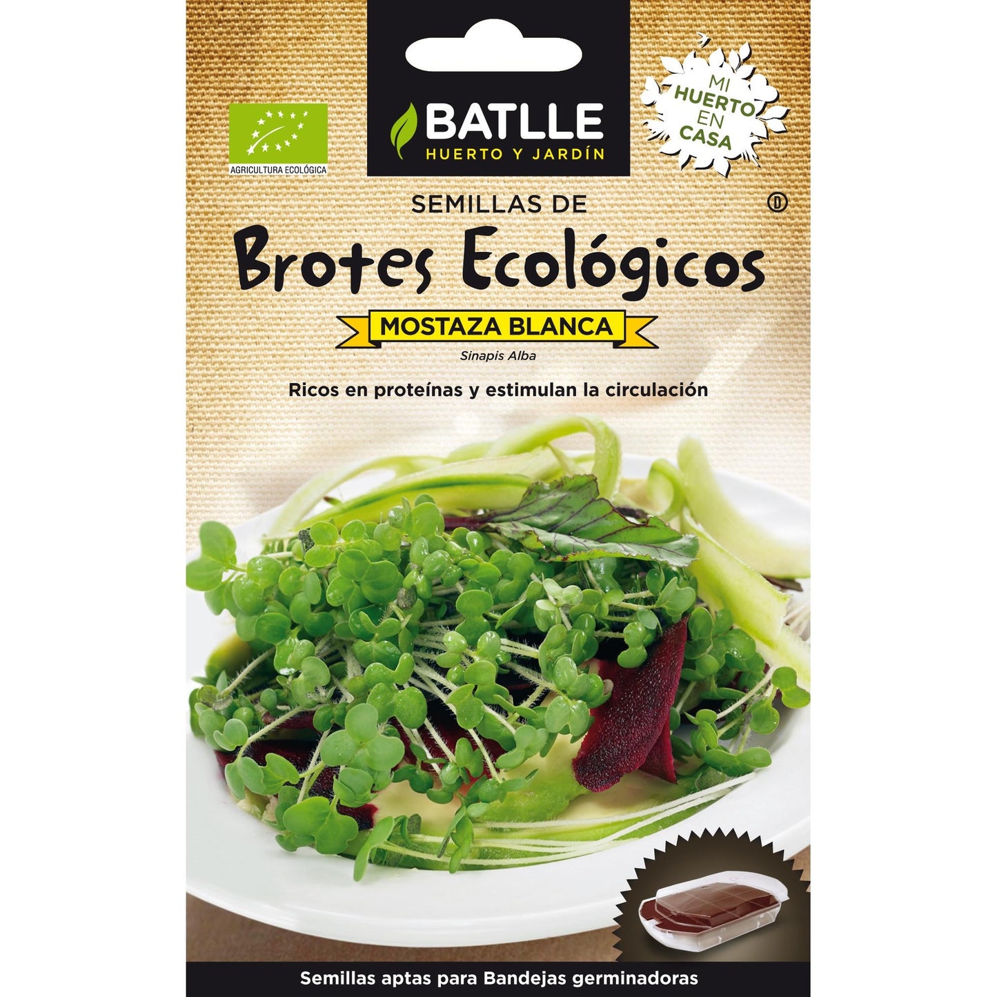 Sementes de rebentos biológicos de mostarda branca Batlle