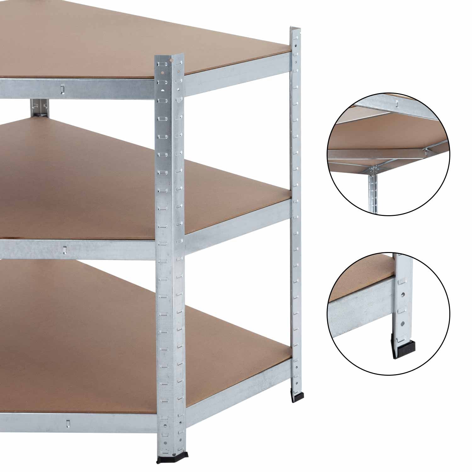 Estantería Esquinera Modular 5 Baldas Ajustables 180x80x40x56cm 875kg O91_3