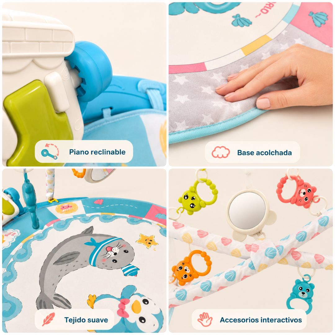 Gimnasio Bebé Con Piano Musical, Manta De Actividades Infantil,estimulación Temprana, Piano Para Pies Bathby_4
