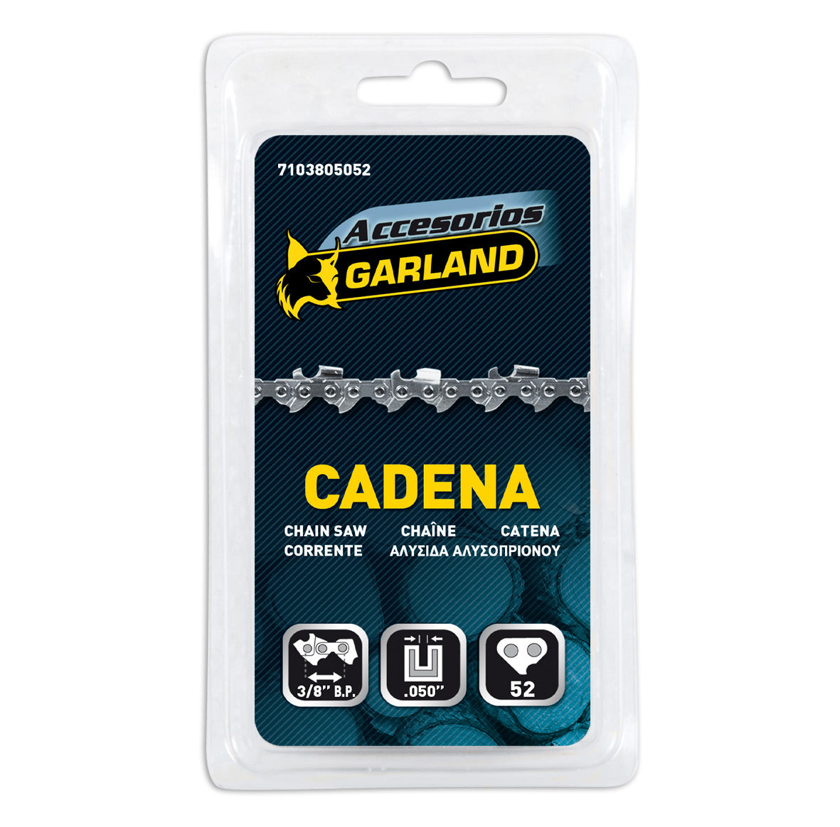 Garland - 7103805052 Accesorio Para Motosierras - Cadena Cortada De 52 Eslabones Con Paso De 3/8 Bajo Perfil Y Espesor De 0.050 (1,3 Mm.)_0