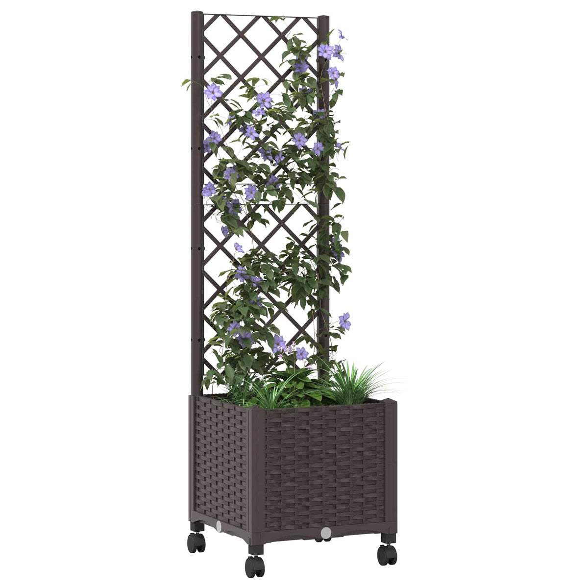 Jardinera Con Enrejado Y Ruedas Marrón 40 X 40 X 146 Cm Pp_2