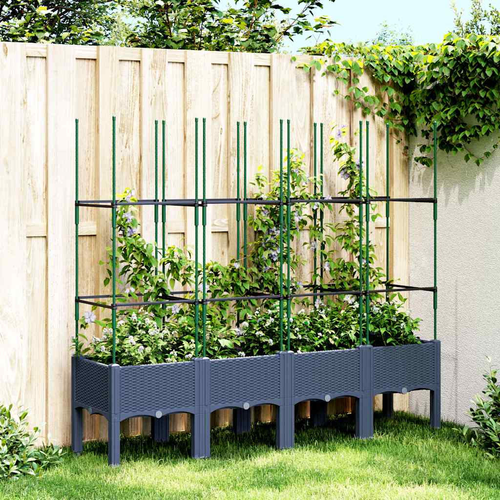 Jardinera Con Enrejado Pp Azul Gris 160x40x142,5 Cm_1