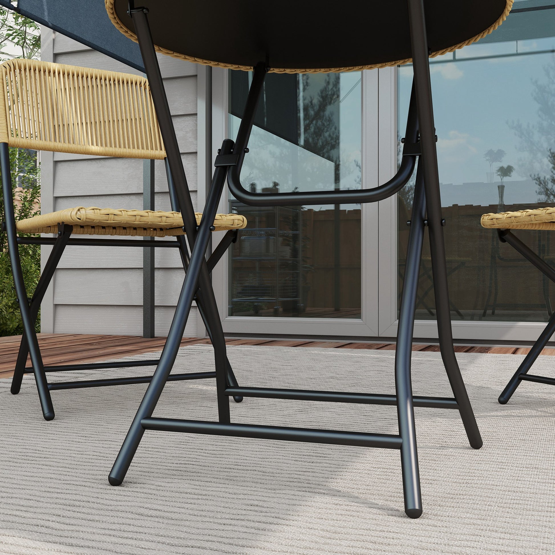 Outsunny Conjunto De Mesa Y Sillas De Jardín Exterior De Ratán Plegable Natural_3