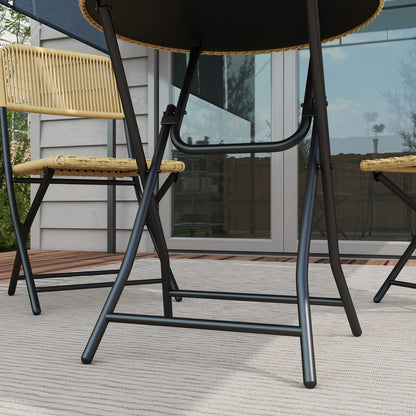 Outsunny Conjunto De Mesa Y Sillas De Jardín Exterior De Ratán Plegable Natural_3