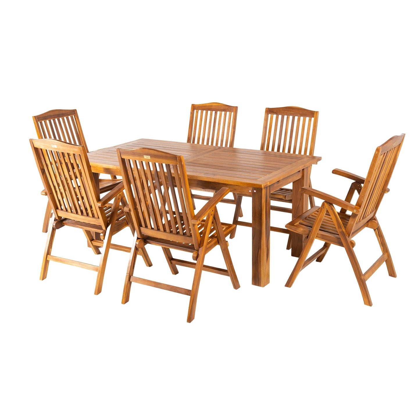 Conjunto De Exterior De Madera Teca, Mesa Extensible 180/240 Cm De Largo Y 6 Sillones Reclinables, Madera Teca Grado A, Tratamiento Al Agua Aplicado_0