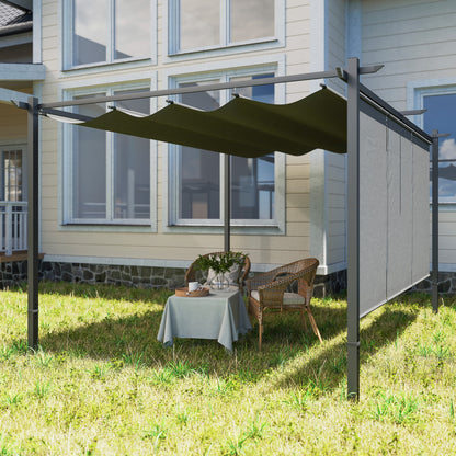 Outsunny Pérgola 4x3 M Con Techo Retráctil Y Laterales Enrollables Gris_4