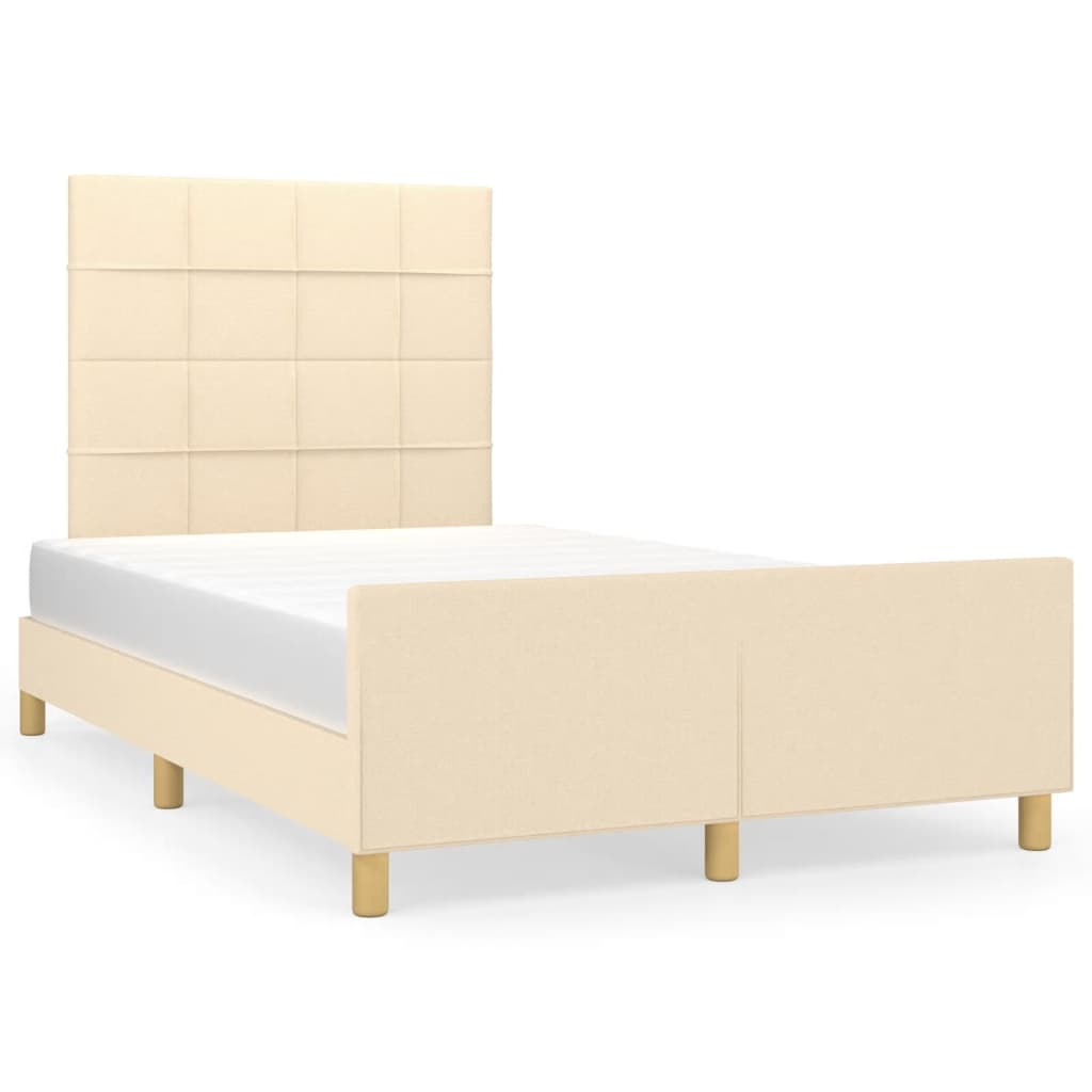 Estructura De Cama Con Cabecero De Tela Color Crema 120x200 Cm / Vetonek_3