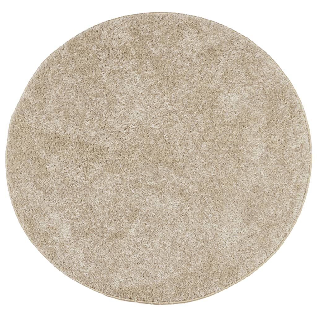 Vidaxl Alfombra Pelo Largo Aspecto Brillante Istan Beige Ø 80 Cm_0