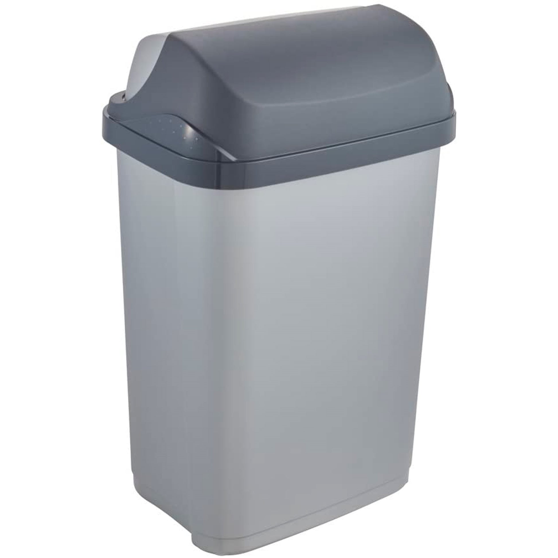 Pack De 3 Cubos De Basura Con Tapa Deslizante Rasmus 10/25/50 Litros En Color Plateado_2