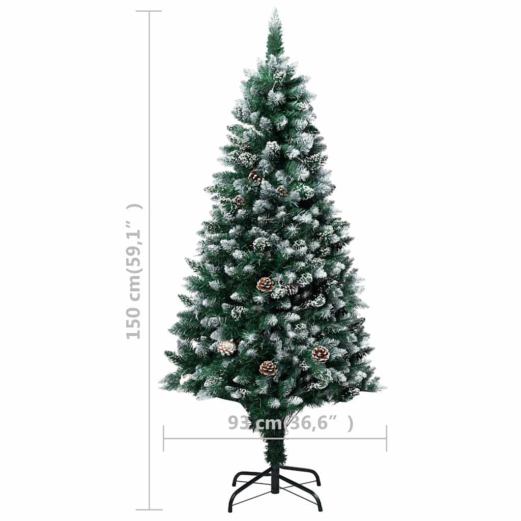 Vidaxl Árbol De Navidad Helado Con Luces, Bolas Y Piñas 150 Cm_2