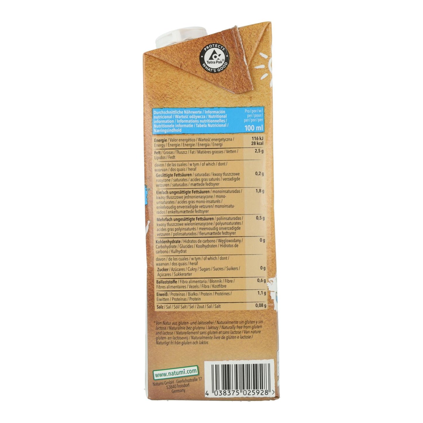 Pack 8x Bebida de Amêndoas sem Açúcar Bio Natumi 1 L