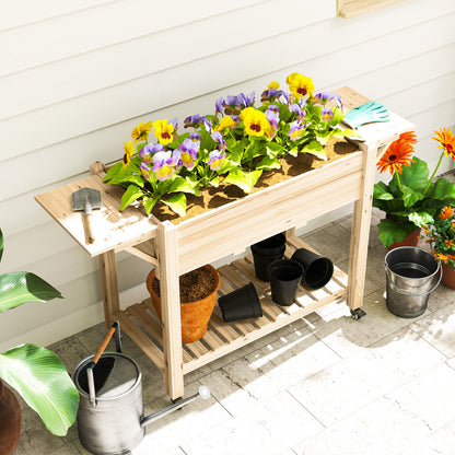 Outsunny Huerto Urbano Con Ruedas Repisas Plegables 145x52x86 Cm Natural_4