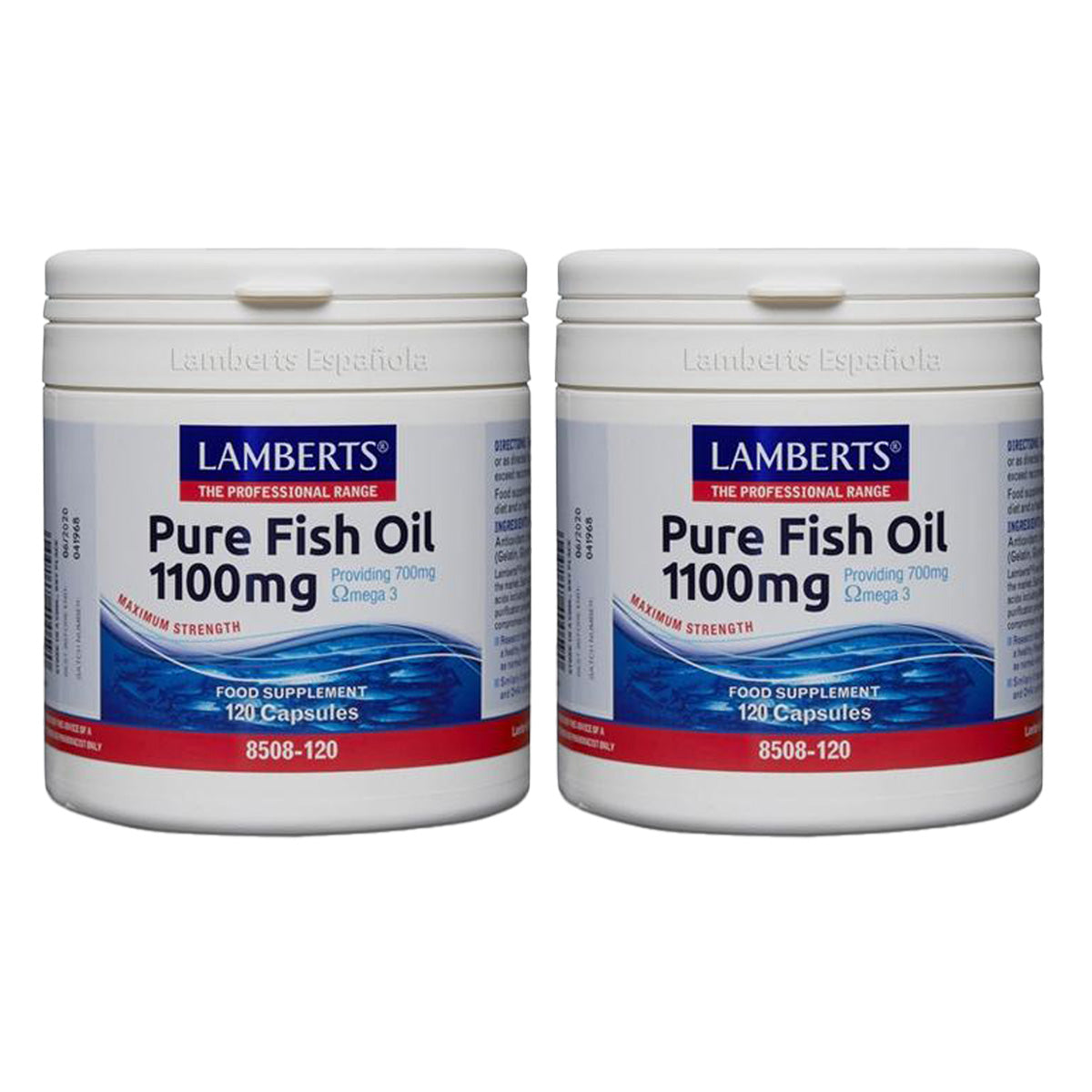 Embalagem de 2x Óleo de Peixe Puro, Lamberts, 1100 mg