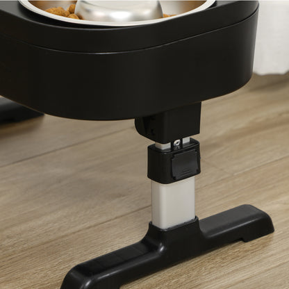Pawhut Comedero Elevado Para Perros De 4 Alturas Ajustables 43x25x30 Cm Negro_3