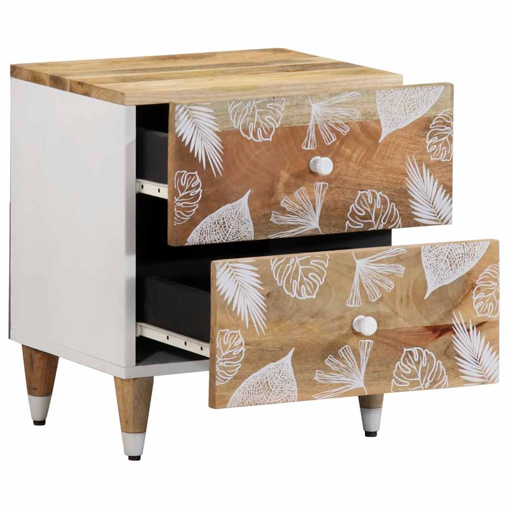 Mesita De Noche De Madera Maciza De Mango 40x33,5x46 Cm_1