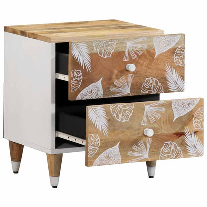 Mesita De Noche De Madera Maciza De Mango 40x33,5x46 Cm_1