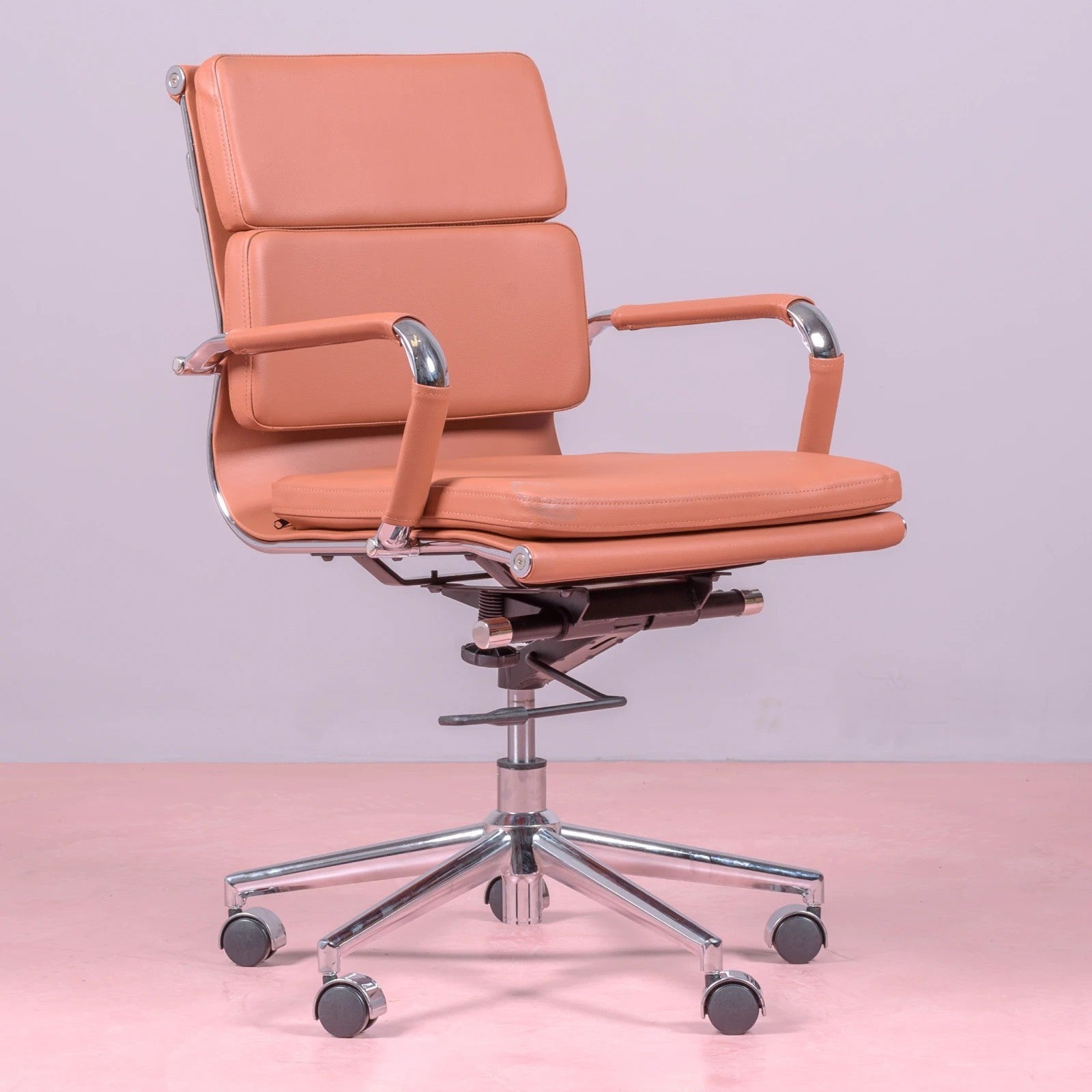 Silla De Escritorio Con Ruedas Y Respaldo Acolchado En Polipiel - Alu S_0