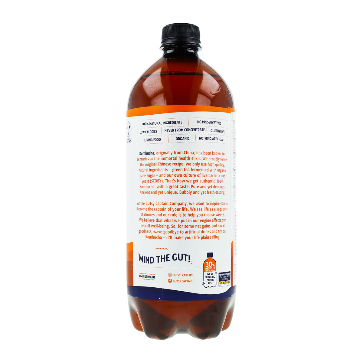 Bebida de Kombucha Biológica de Gengibre e Limão Captain Kombucha 1 L