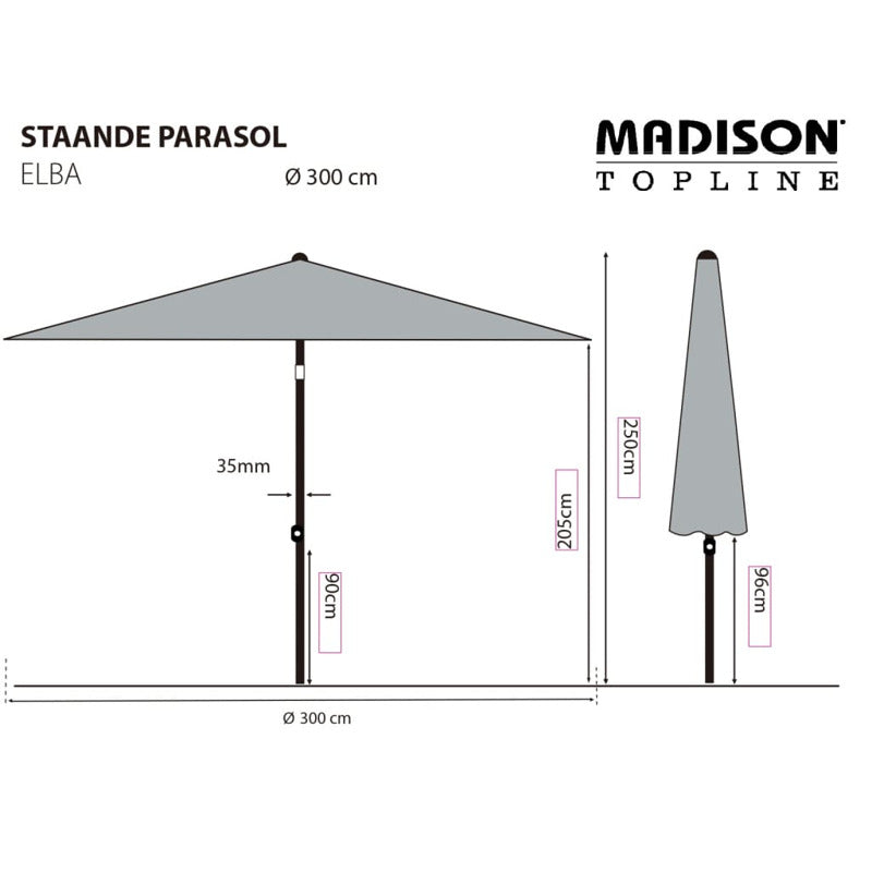 Madison Sombrilla De Jardín Elba Verde 300 Cm_5