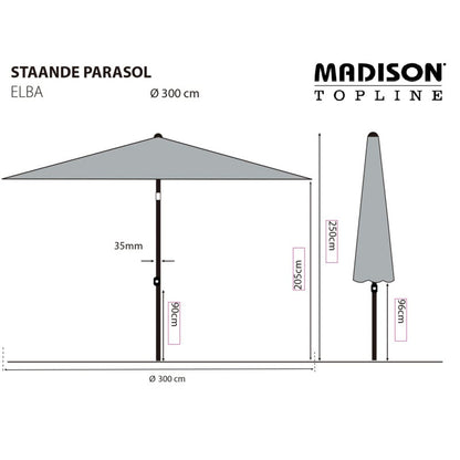 Madison Sombrilla De Jardín Elba Verde 300 Cm_5