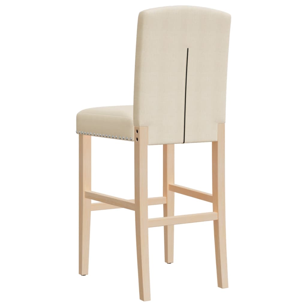 Taburetes Altos 2 Uds Madera Maciza De Caucho Y Tela_5